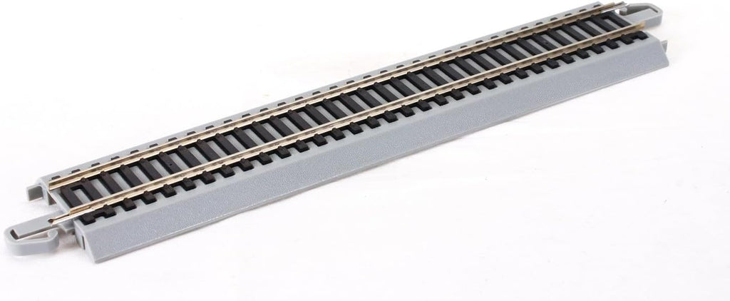 Trains 9" Straight Track 4PK NS Rail with Gray Roadbed HO Scale | Snap-Fit E-Z Track, 9” Straight Track (4/card)