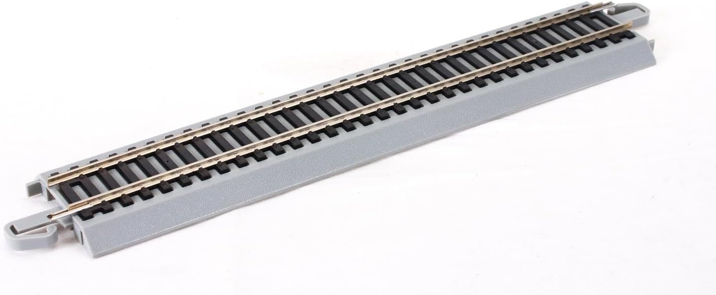 Trains 9" Straight Track 4PK NS Rail with Gray Roadbed HO Scale | Snap-Fit E-Z Track, 9” Straight Track (4/card)