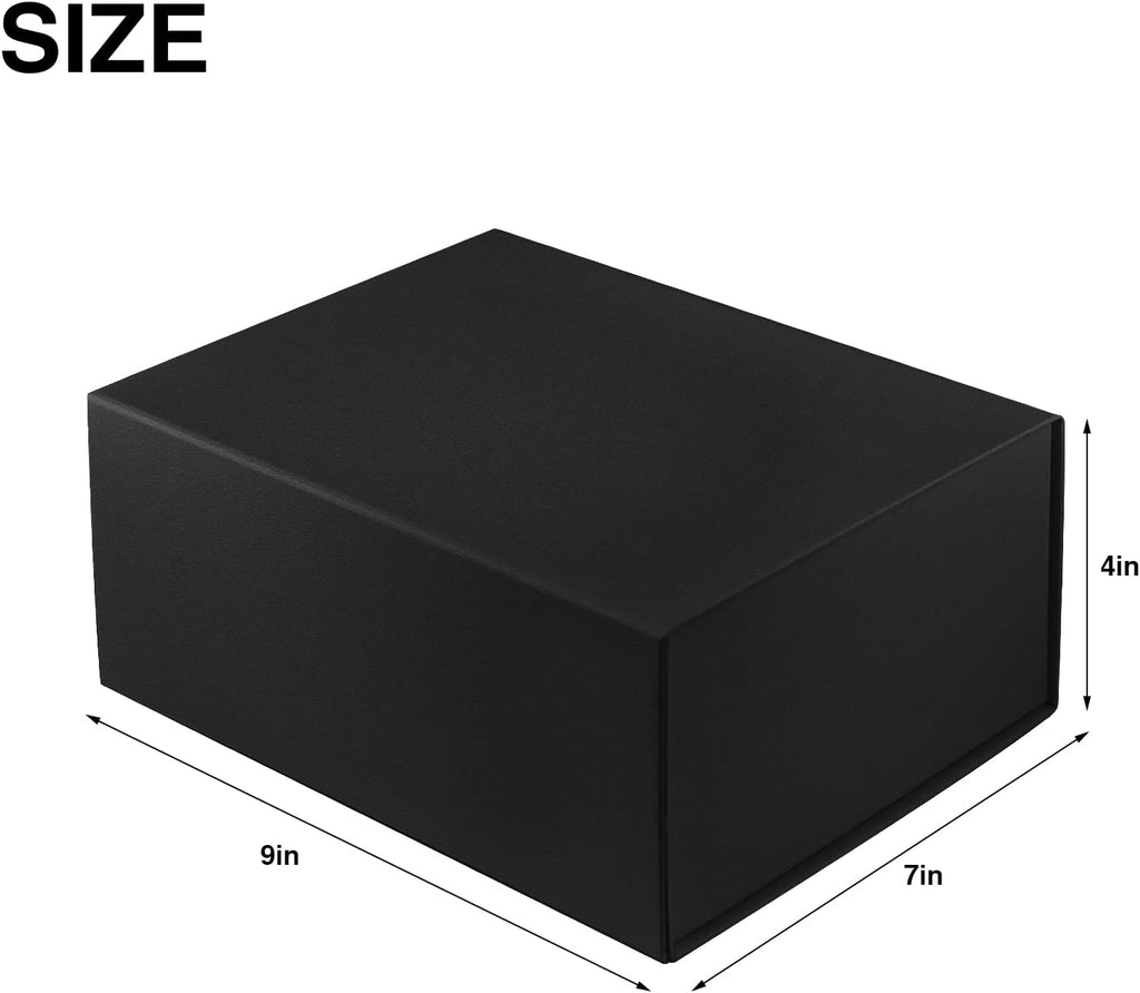 Black Gift Box with Lids 9X7X4 In Magnetic Closure for Presents 1Pack