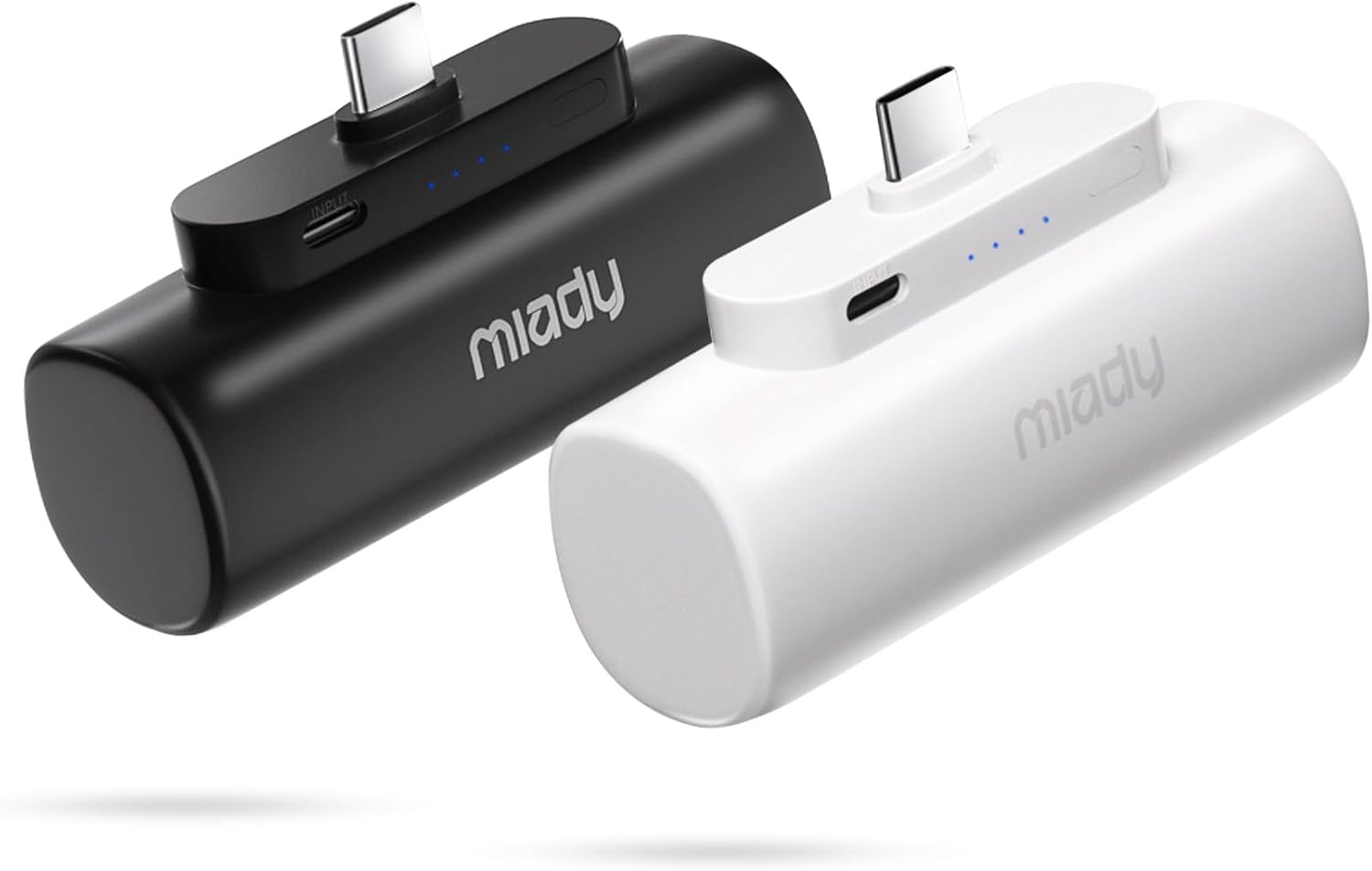 2-Pack 5000mAh Mini Portable Charger with Built-in Type C Connector, USB-C Output Charging Small Power Bank