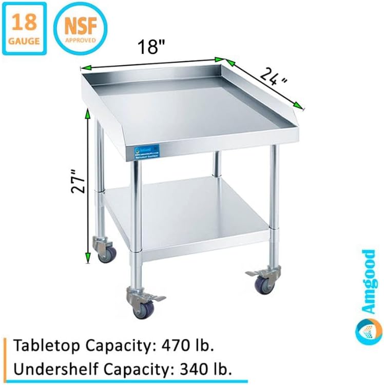 Stainless Steel Rolling Equipment Stand with Wheels (24 x 18)