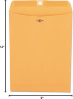 35264 Kraft Clasp Envelope, Side Seam, 28lb, 9 x 12, Light Brown, 100/Box