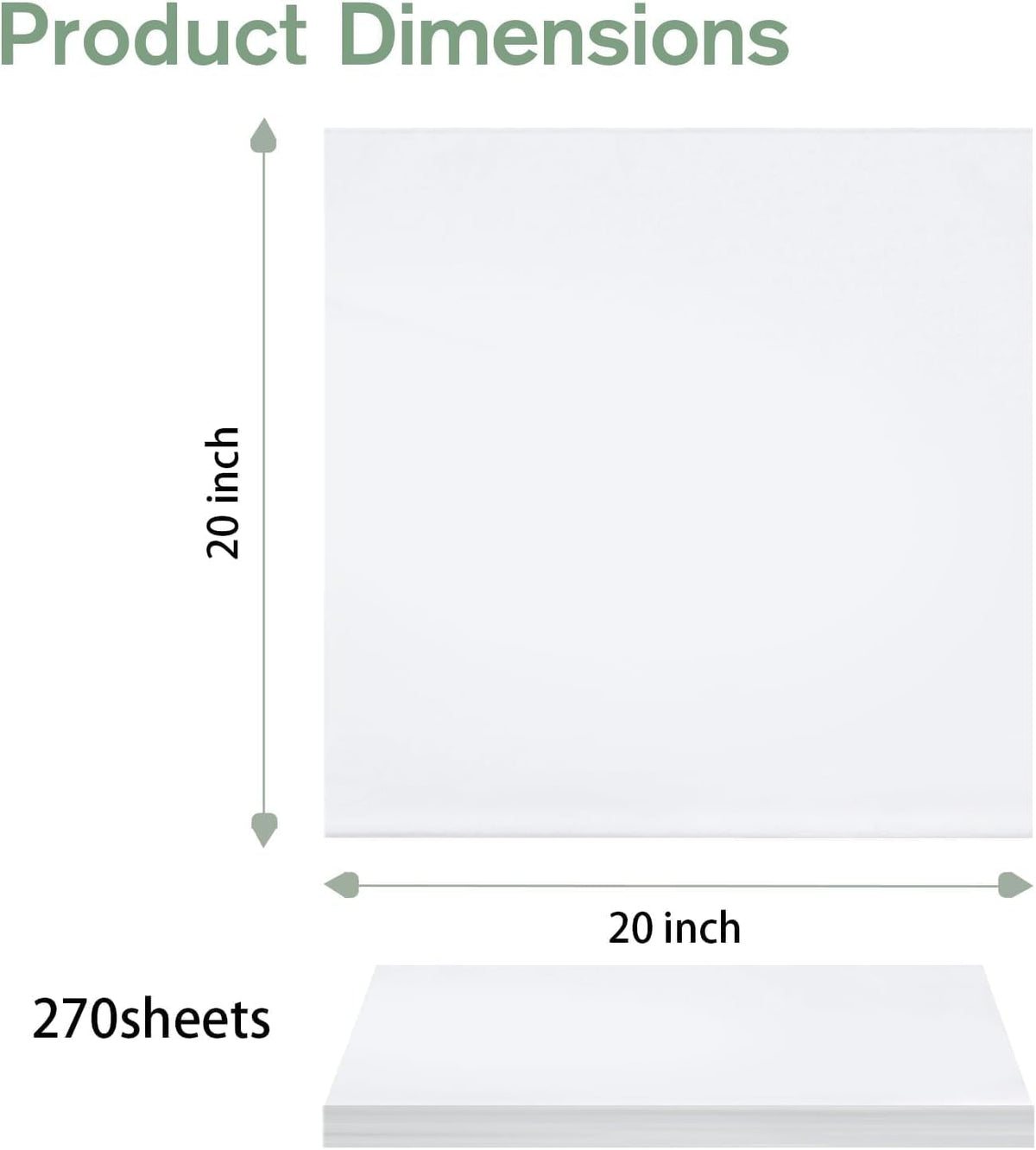 270 Sheets 20" x 20" White Tissue Paper for Gift Bags Wrapping