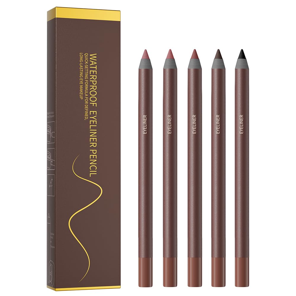 5 Colors Waterproof Eyeliner Pencil Set,Smooth Creamy Formula