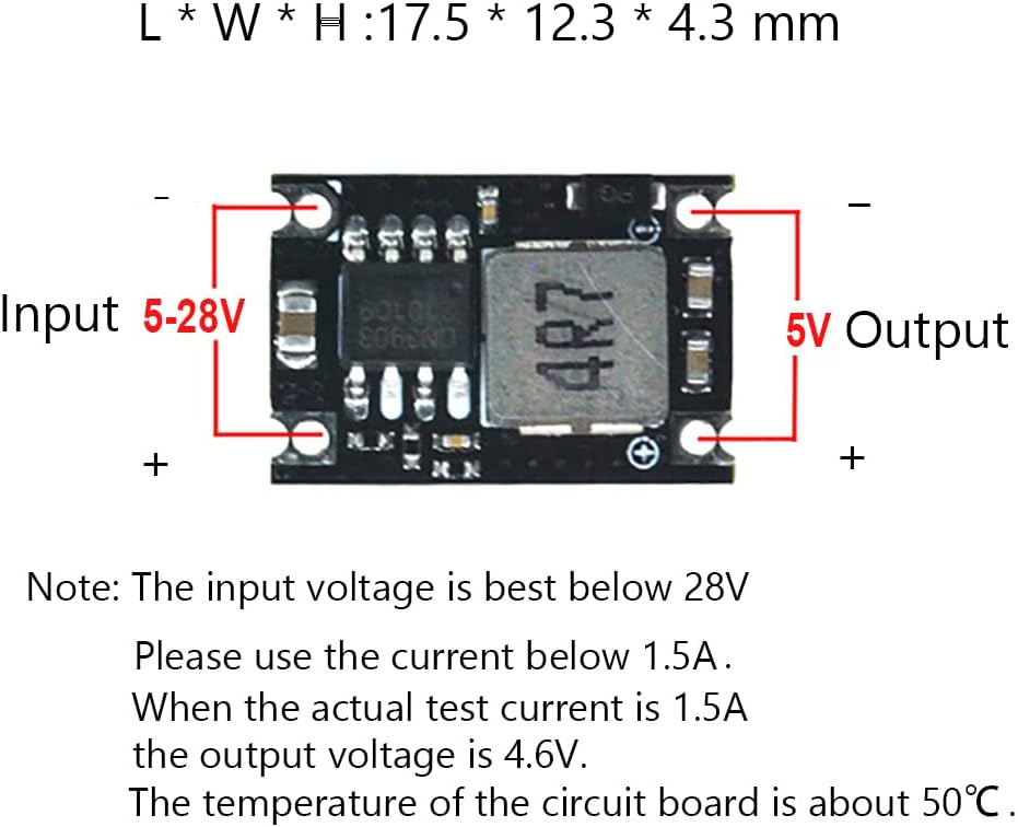 MP1584EN 5pcs Mini 5V Buck Converter Board - 5-30V to 5V, 1.8A Output, Small Size, Black