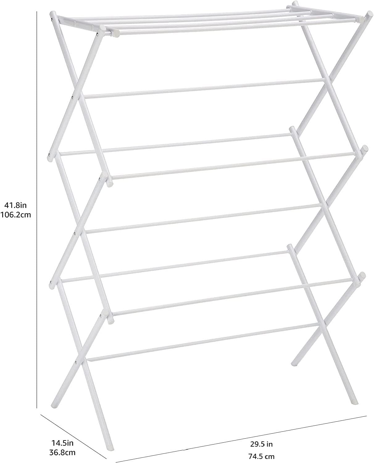 Foldable Portable Clothes Drying Rack for Indoor Air Drying, Collapsible Design, 14.5" D x 29.5" W x 41.8" H, White