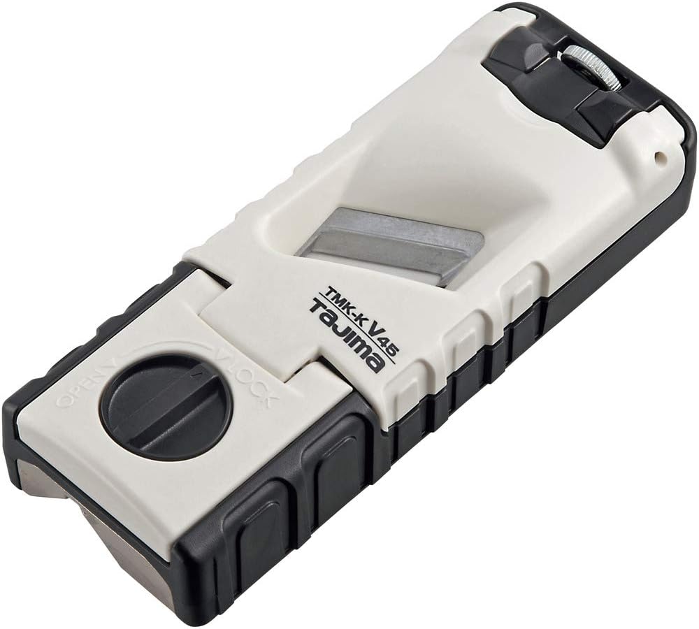 TAJIMA Drywall Chamfer - 130mm Adjustable Width 45 Degree Chamfer Tool with Ceramic Blade & Die-Cast Aluminum Base - TMK-KV45