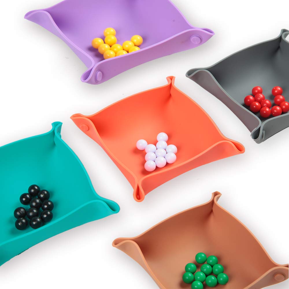 Collapsible Board Game Storage Bowls, Portable Folding Tray Accessory Holds Tabletop Bits, Components, Pieces, Dices