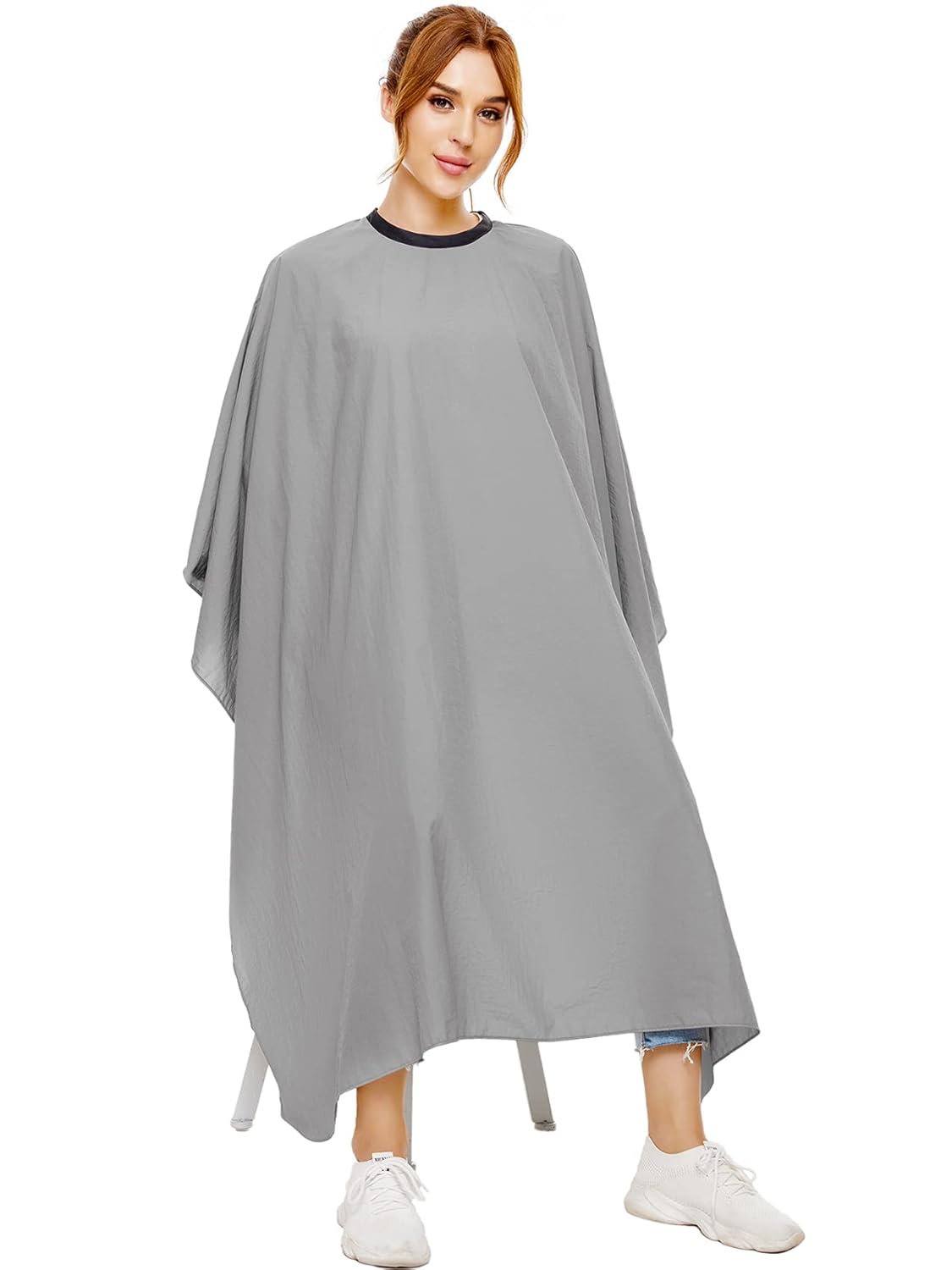 Hair Cutting Cape for Adults-Nylon Waterproof Large Salon Capes for Hair Stylit-Grey Barber Cape-with Adjustable Snap