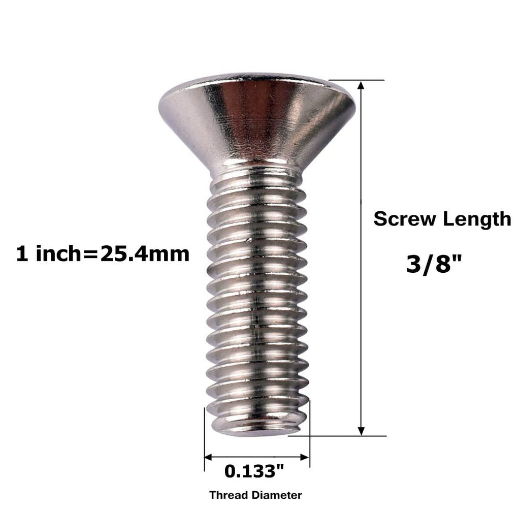 #6-32 x 3/8" Flat Head Socket Cap Screws Countersunk Bolts, Allen Hex Socket Drive, 304 Stainless Steel 18-8, Full Thread, 50Pcs