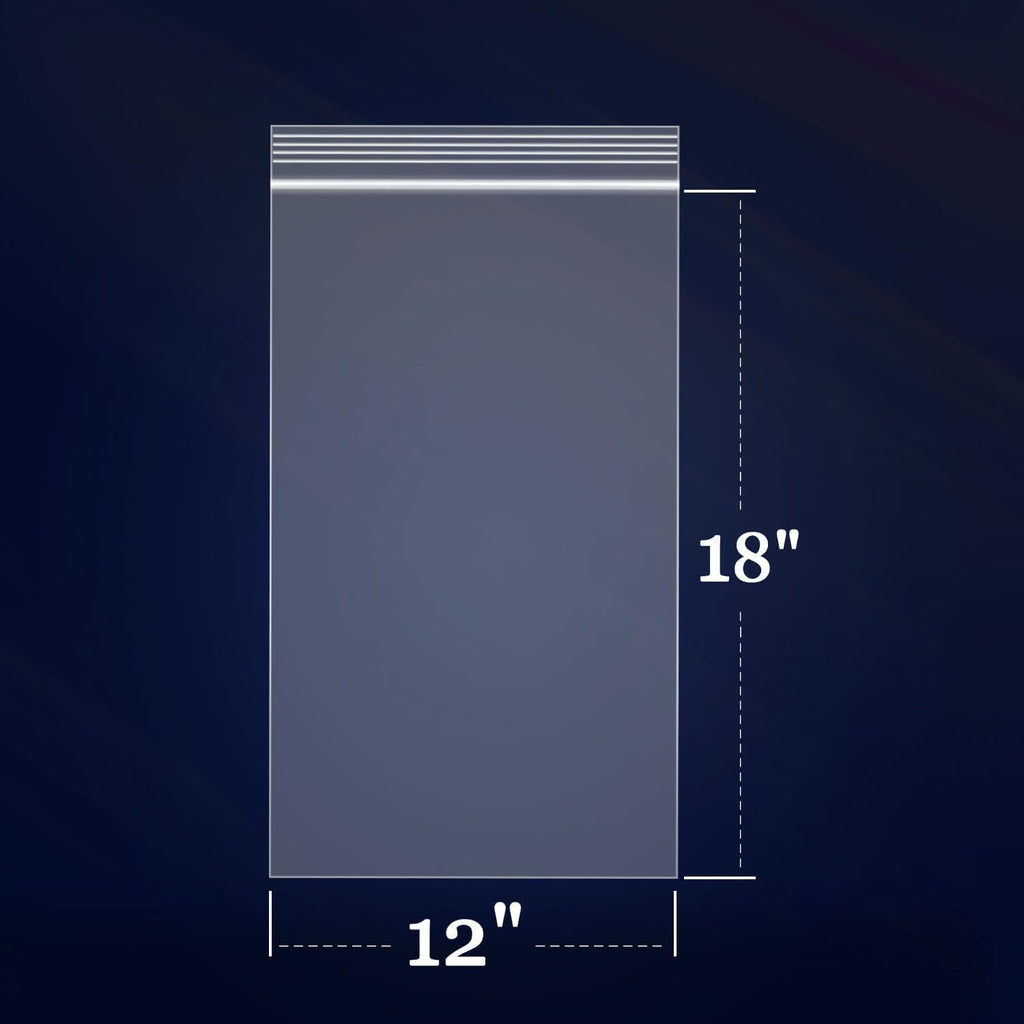 100 Count - 12" x 18" Large Clear Reclosable Zip Bags