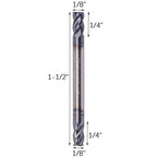 5Pcs 1/8" 4 Flute Solid Carbide Square End Mill, Double End, AlTiN Coated