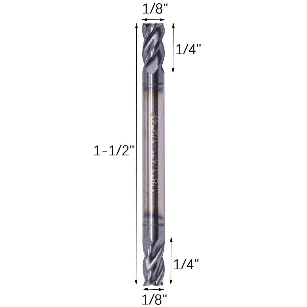 5Pcs 1/8" 4 Flute Solid Carbide Square End Mill, Double End, AlTiN Coated