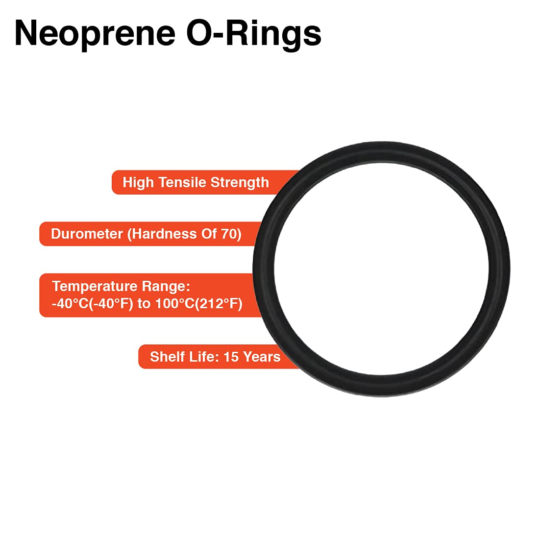 240 Neoprene O-Ring, 70A Durometer, Black (Pack of 5)