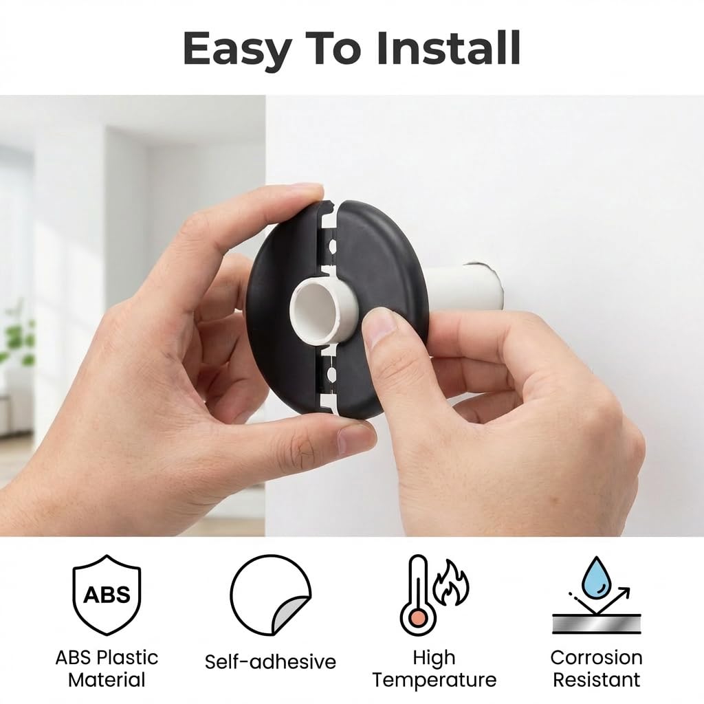 2pcs Wall Split Flange, Black Self-Adhesive Pipe Cover Escutcheon Plate