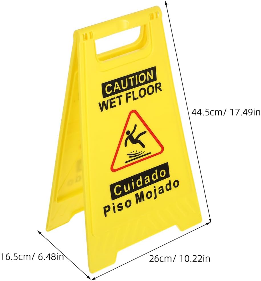 Caution Wet Floor Sign Bilingual Safety Warning Sign Double-Sided Foldable a Frame with Handle High Visibility Wet