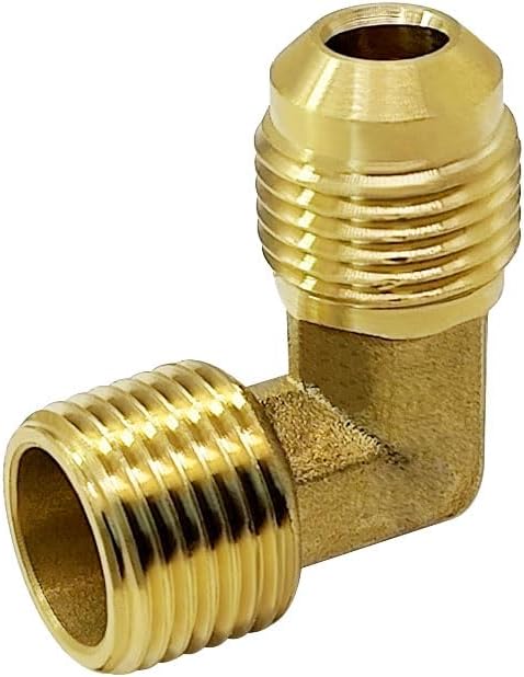 Hooshing 2PCS 3/8" Male Flare x 3/8" Male NPT Brass 90° Elbow Tube Fitting