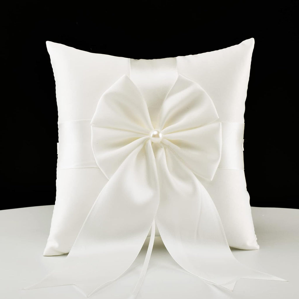 2 Pack Flower Girl Baskets and Ring Bearer Pillow Set, Ivory