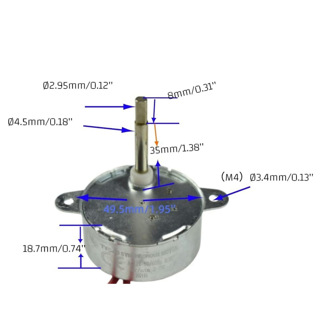 CONQUERALL TYC-40 Synchronous Motor 12V AC 5r/min CW/CCW Shaft 35mm Flush Shaft for LED Decoration Christmas Ornament Hand-Made School Project