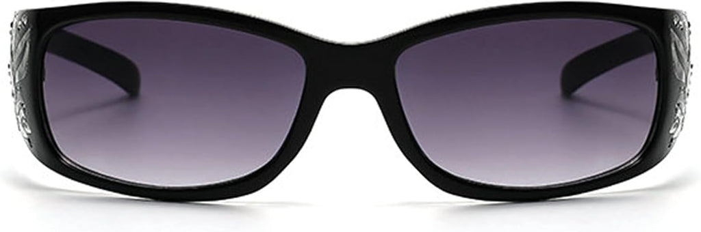 fashion Y2K Polarized Sunglasses for Women Rhinestone Wrap Around Rectangular Sunglasses UV400 Protection