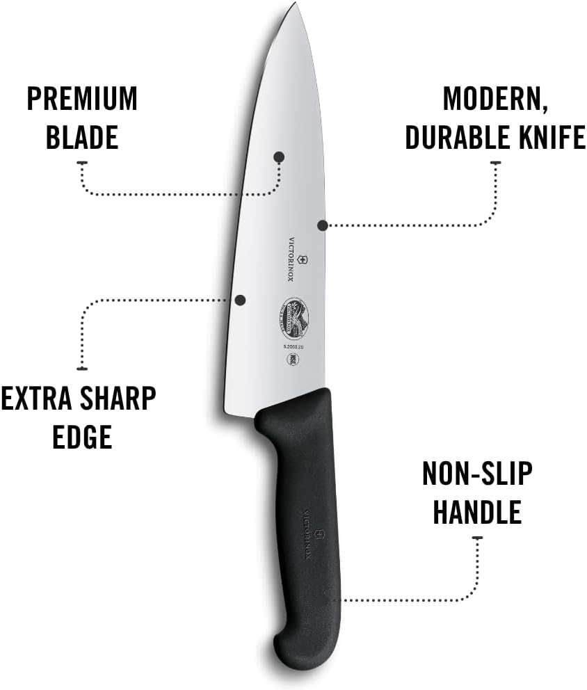 Fibrox Pro 8 Inch Chef’s Knife, Dishwasher Safe, Black