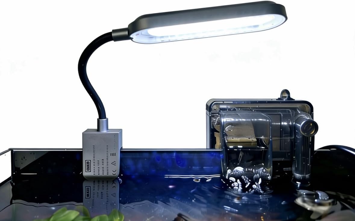 Slim Clip-On Aquarium Light 360° Adjustable LED Fish Tank Light for 1-5 Gallon Tanks, Enhances Fish Colors and