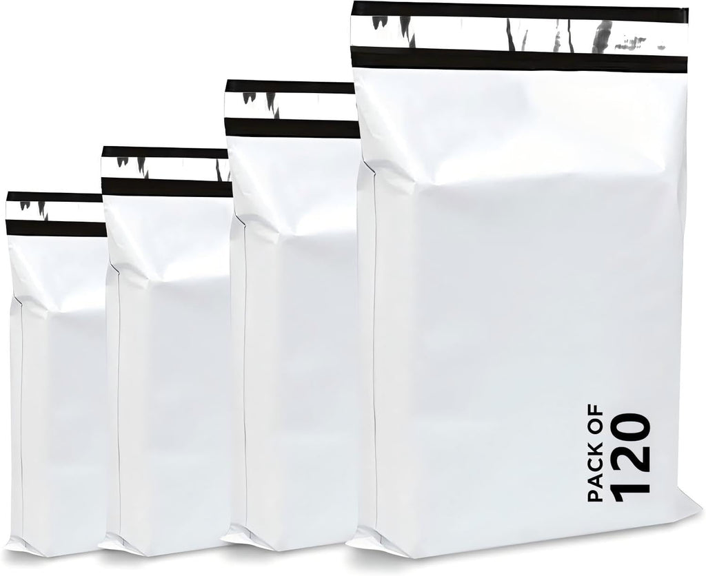 Poly Mailers 120 Pcs Mix Size Self Sealing Waterproof White