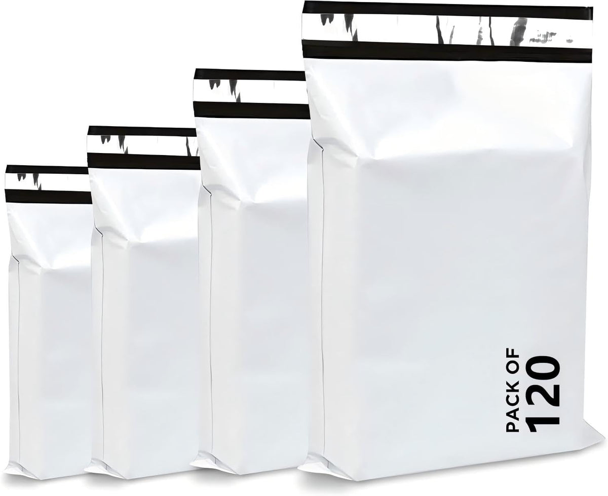 Poly Mailers 120 Pcs Mix Size Self Sealing Waterproof White