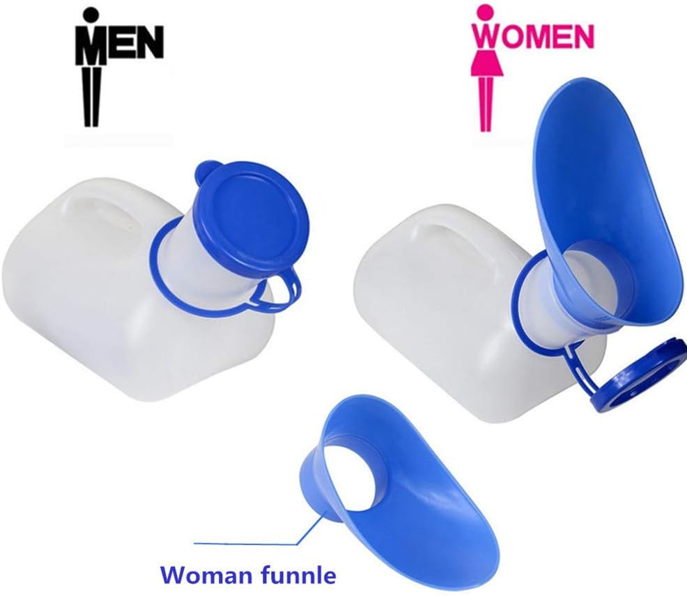 Unisex Potty Urinal for Car, Portable Urinal for Men and Women 33.8oz-White | Bedpans Pee Bottle, with a Lid and