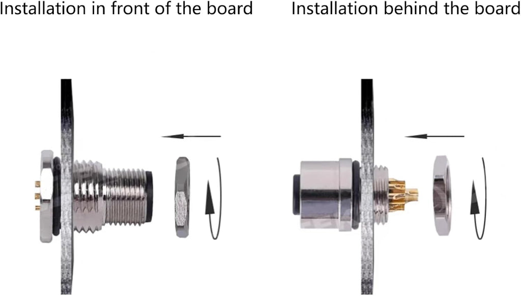 5Pcs M12 5 Pin A Code Male Connector Cable, IP67 Waterproof Panel Rear Mounting Panel Receptacles Straight Non-Shield Aviation Socket Electrical Cable Back Mount Sensor 125V 4A (1.64ft/0.5Meter)
