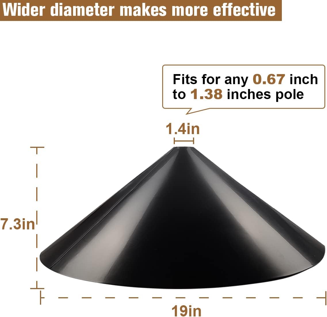 Squirrel Baffle for Bird Feeder Pole, Outside Pole Mount Bird House Guard for Outdoor Shepherd’s Hook, 19 Inch