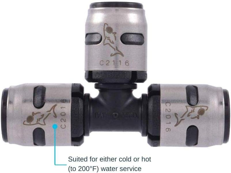 SharkBite 1/2 Inch EvoPEX Tee, Pack of 3, Push to Connect Plumbing Fitting, PEX, K362Z3