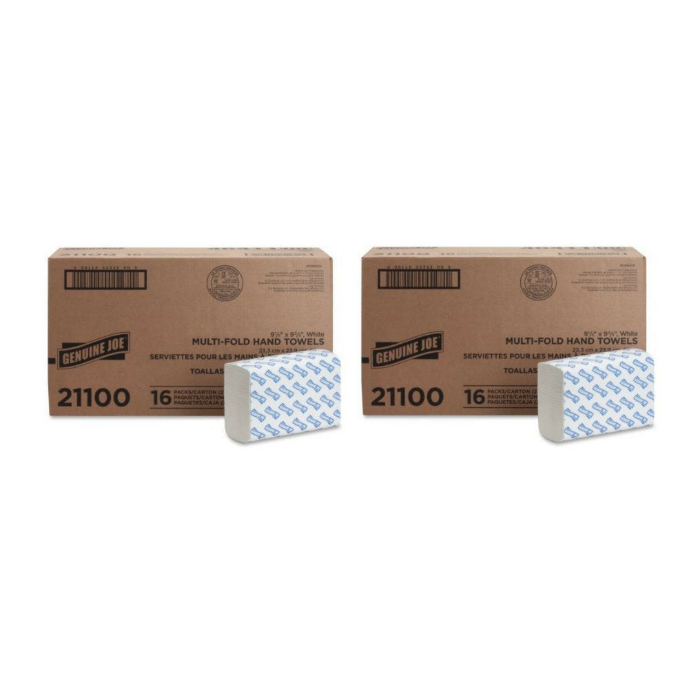 GJO21100 Multifold Towels, 9.5" x 9.10", pack of 16 - (2 Pack)