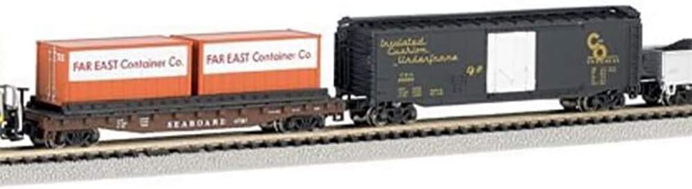 Trains - Freightmaster Ready To Run 60 Piece Electric Train Set - N Scale,Silver , 0.5 Liters | Complete Starter Set