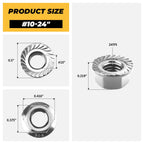 100pk #10-24 Flange Nuts, 304 Stainless Serrated Flange Lock Nuts
