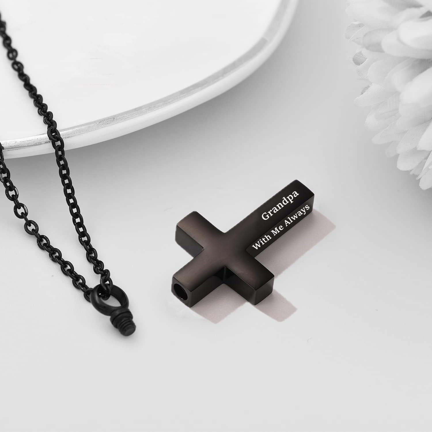Cremation Jewelry Black Cross Urn Necklaces for Ashes for Women Men Human Ashes with Me Always Memorial Keepsake Pendant