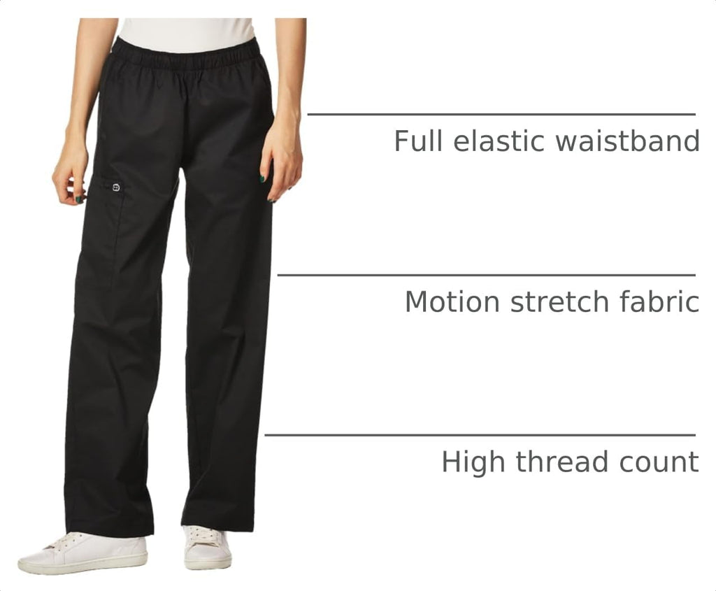 WonderWORK Scrubs for Women, Pull-On Cargo Scrub Pants