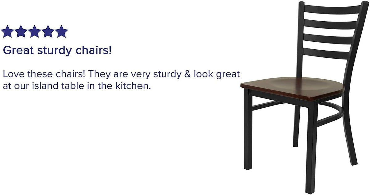 Hercules Ladder Back Restaurant Chair, Mahogany, 2-Pack