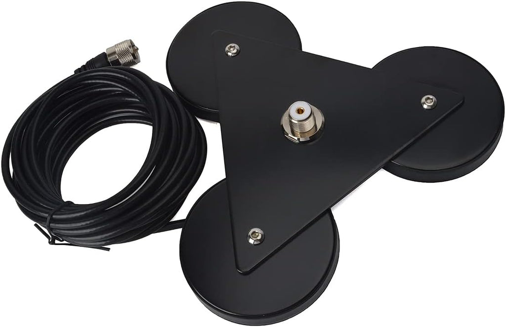 Heavy-Duty SO239 Magnetic Antenna Mount Base with Triple Magnets | W/5M(16.4 ft)RG-58 Cable PL-259 Plug