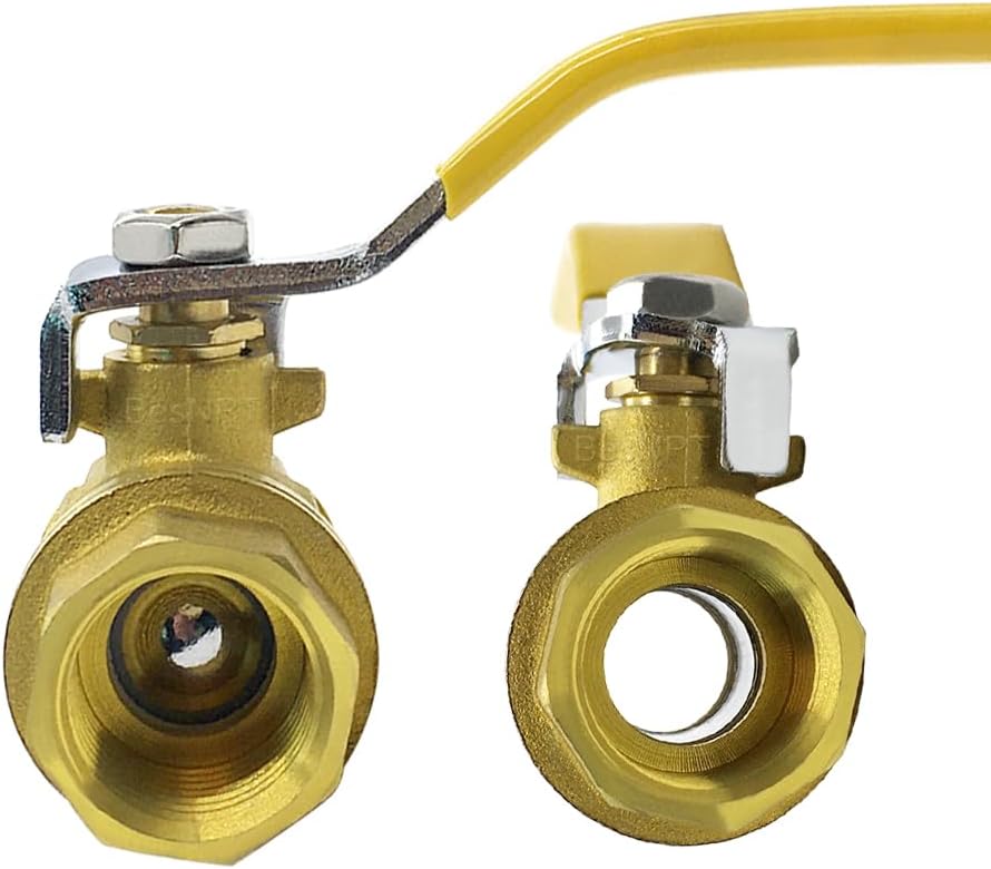 Brass 1/2" FNPT Shut-Off Ball Valve and 1/2" MNPT Nipple Connector