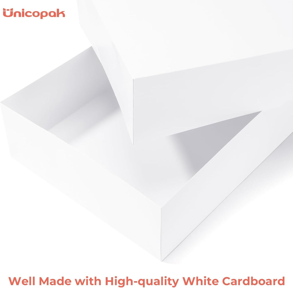 12 Pack Extra Large White Gift Boxes with Lids, 17x11x4 Inches