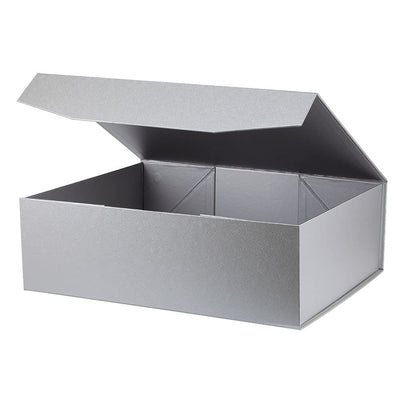 Silver Magnetic Extra Large Gift Box with Lid,16.5x13x5 Inch, 5Pcs