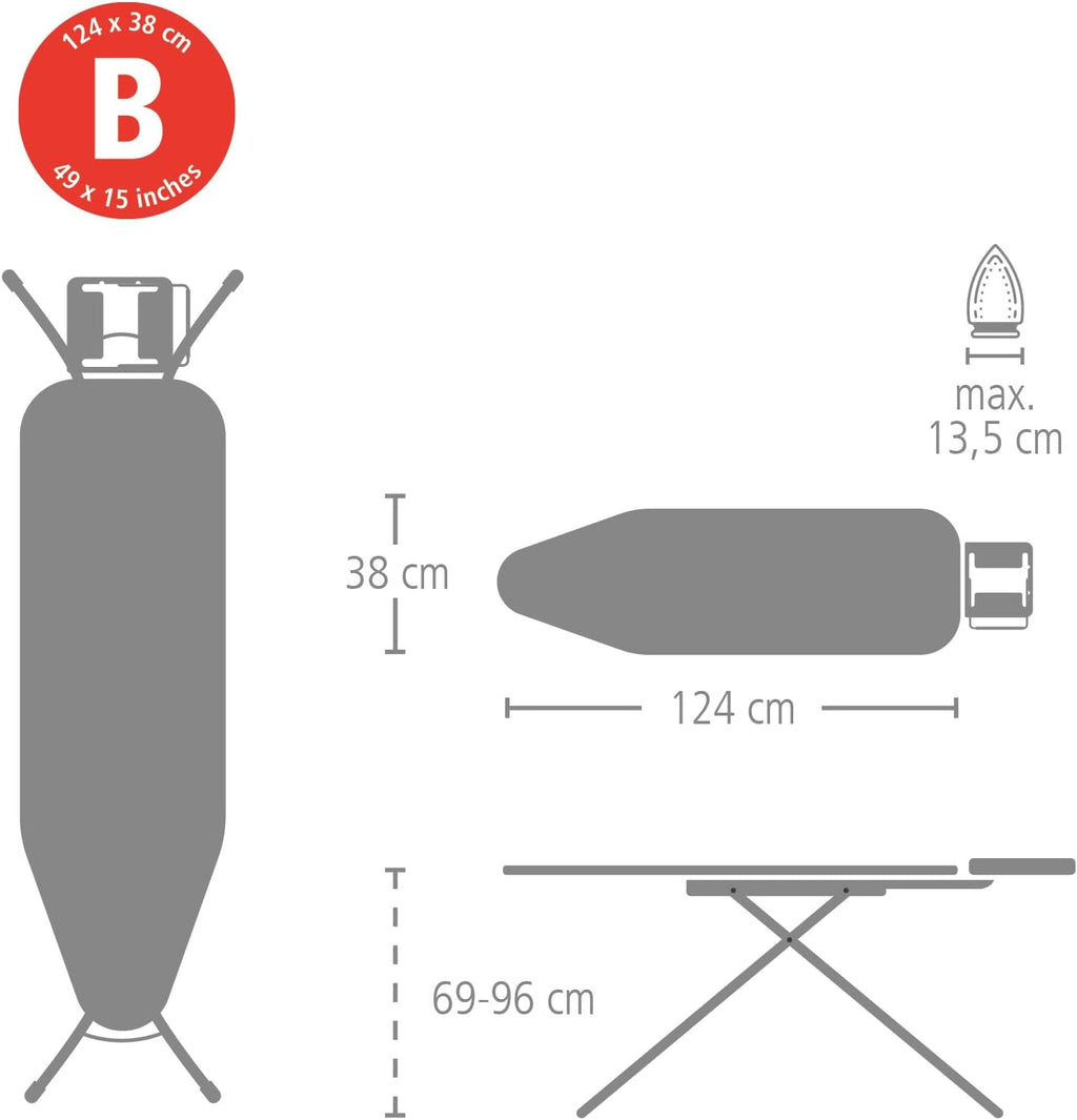 Comfort Ironing Board with Left/Right Adjustable Steam Iron Rest | Medium (Size B) | Fairtrade Titan Oval Cover |