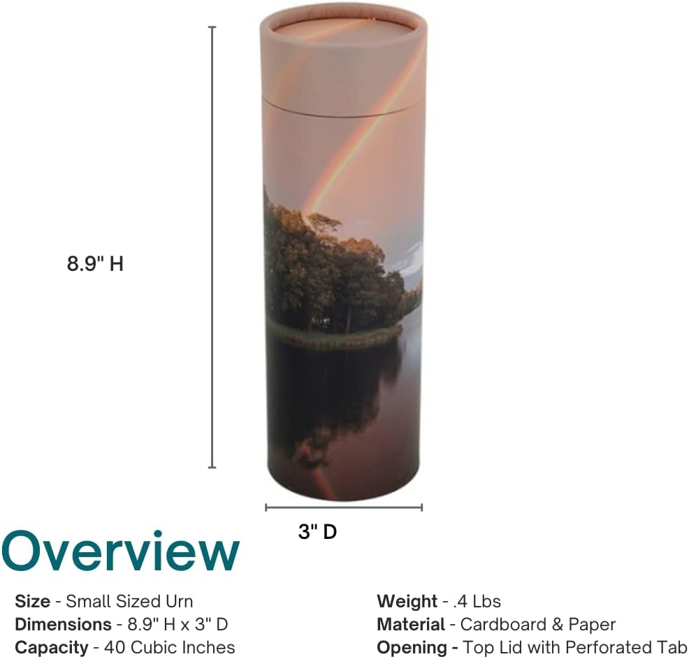 Rainbow Pond Scattering Tube - Small, Biodegradable Cremation Urn for Ashes, Small Sized Cremation Urn, 9 Inches High