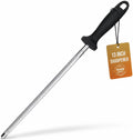 Knife Sharpener Rod, 13 Inch Carbon Steel Honing Steel for Kitchen Knives, Professional Magnetized Sharpening Stick