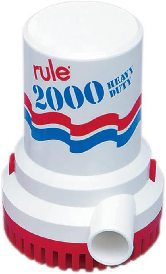 Rule 10 2000 GPH Bilge Pump 12V, Submersible, 1-1/8" Discharge