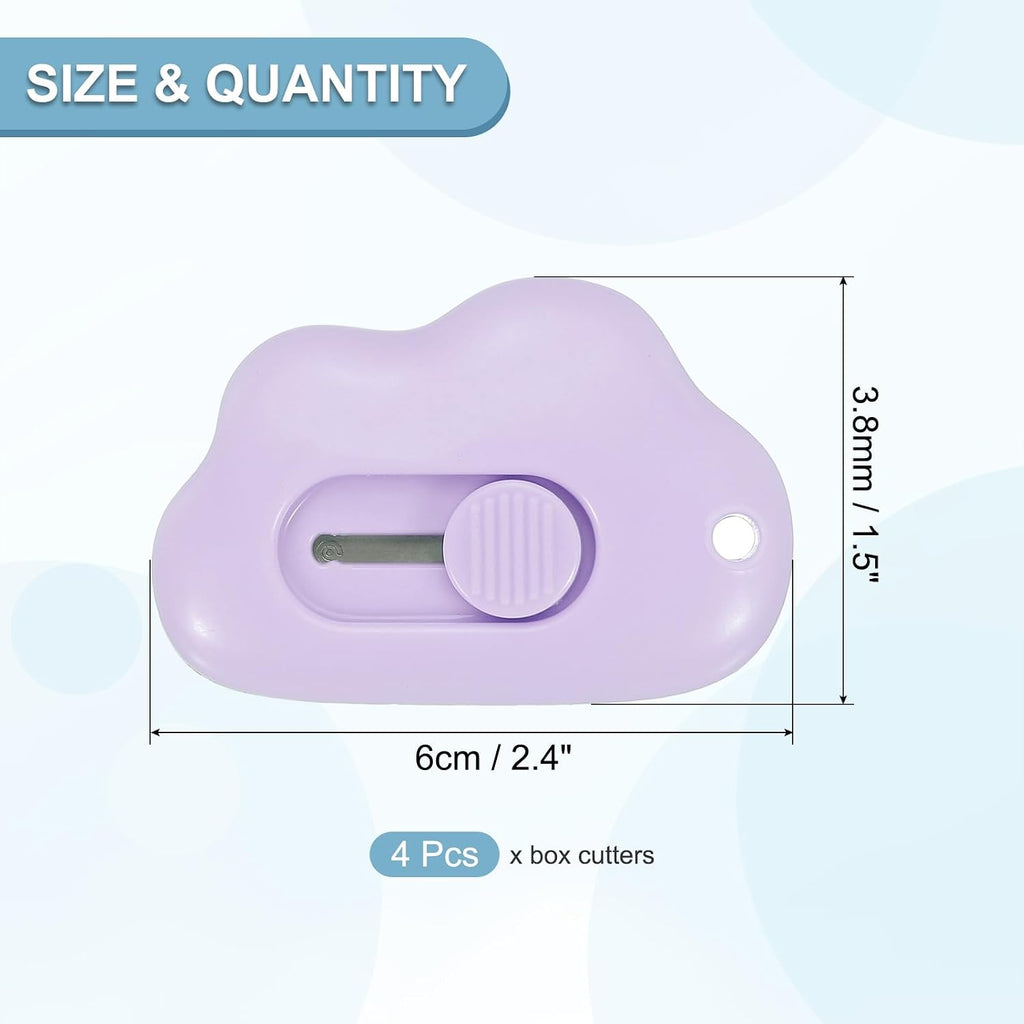Box Cutters, 4 Pcs Retractable Letter Opener Cloud Shaped Small Package Opener Envelope Slitter for DIY Envelope Mail