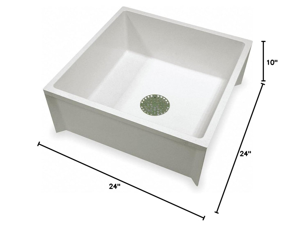 Mustee 24" x 24" x 10" White Mop Sink, 10" Bowl Depth, Durastone