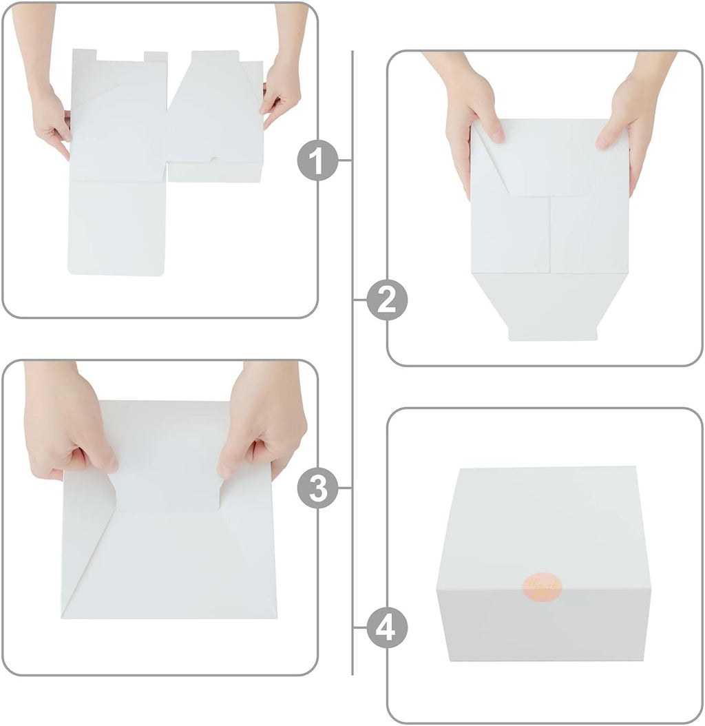 White Gift Boxes with Lids 12 Pack 8x8x4 in