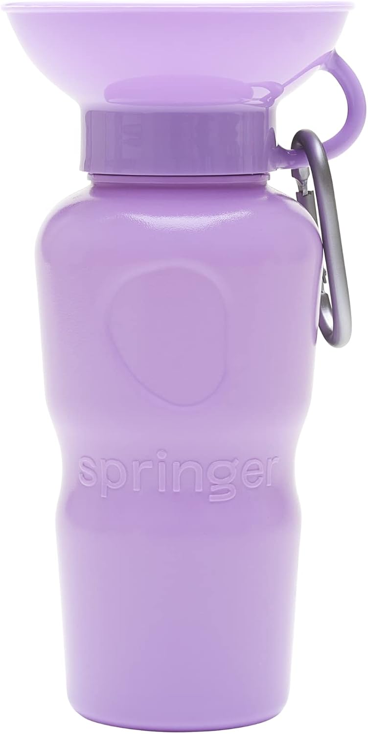Springland 22oz Classic Portable Dog Water Bottle with Built-in Bowl, Lilac